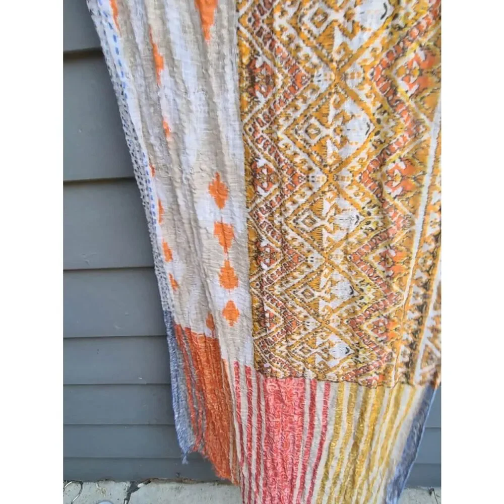 Gold White Boho Scarf